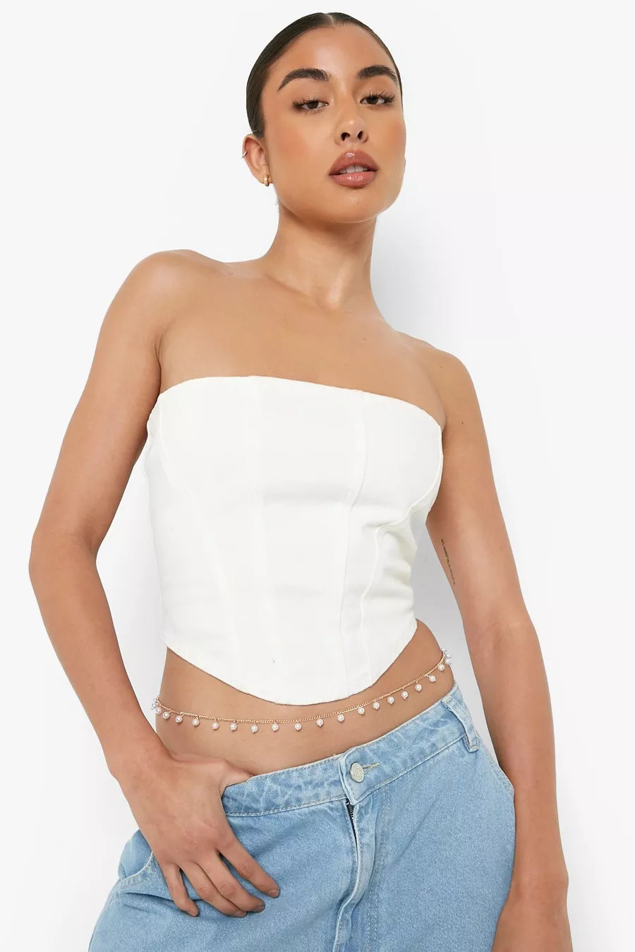 Chain And Pearl Double Belly Chain | Boohoo.com (US & CA)