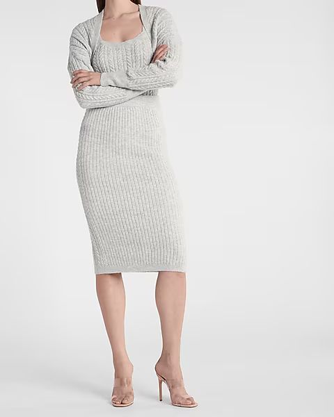 Super High Waisted Cable Knit Sweater Midi Skirt | Express