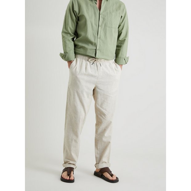 Buy Stone Linen-Rich Trousers - 40S | Trousers | Tu | Tu Clothing