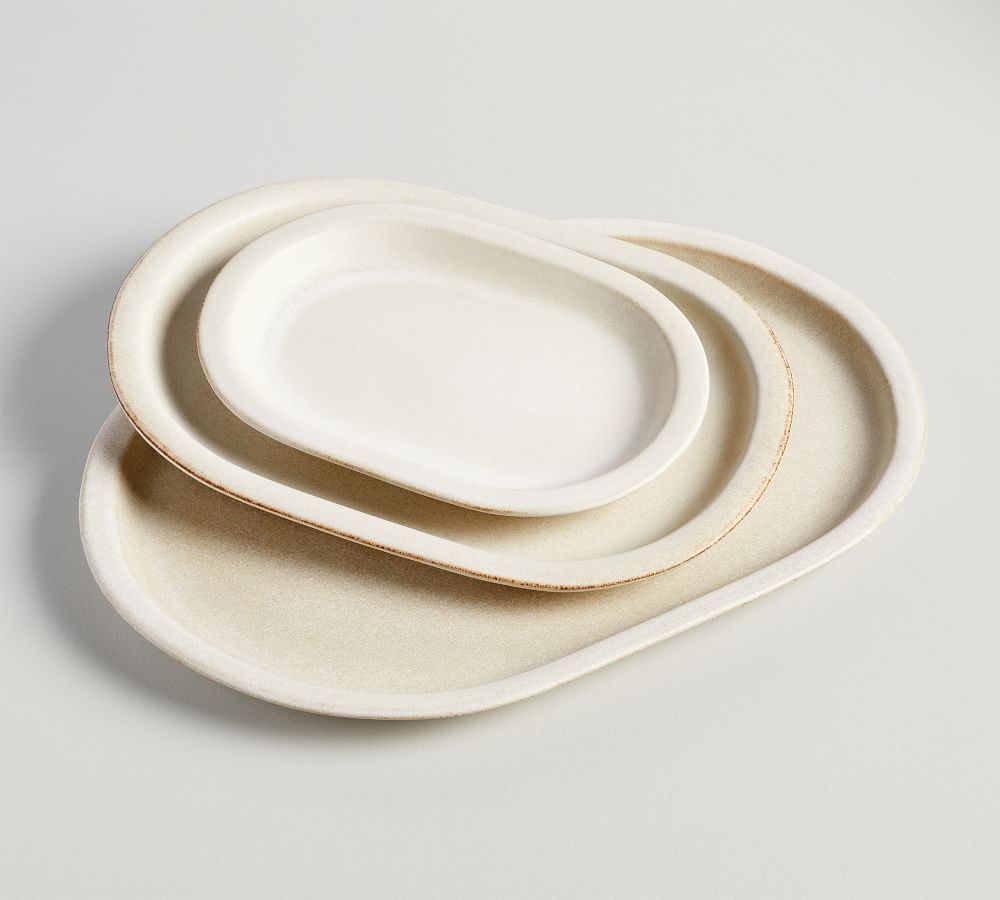 Mendocino Stoneware Serving Platters, Set of 3 (small, large, xl) - Ivory | Pottery Barn (US)