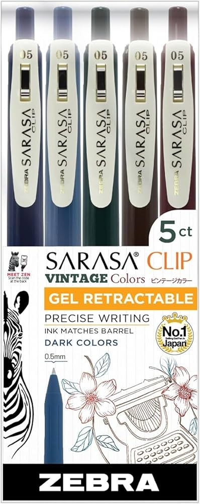 Zebra Pen Sarasa Clip Retractable Gel Pen, 0.5mm Fine Point, Dark Assorted Colors, Ideal for Teac... | Amazon (US)