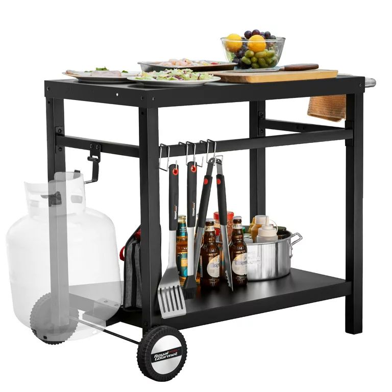 Royal Gourmet PC3401B Double Shelf Movable Dining Cart Work Table, Outdoor Food Preparation Cart | Walmart (US)