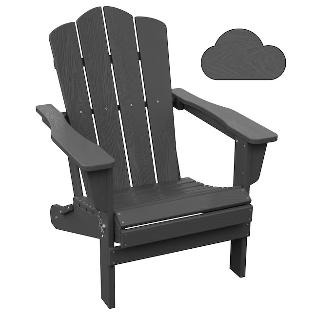 JEAREY All-Weather Patio Folding Adirondack Chair Stackable Gray HDPE Frame Stationary Adirondack... | Lowe's
