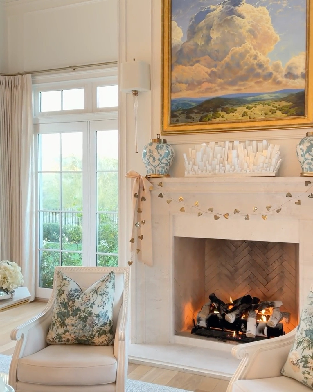 Simple Valentine’s Day mantel idea with heart garland and satin bows 

#LTKHome #LTKSeasonal #LTKFindsUnder50