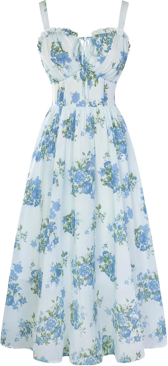 Scarlet Darkness Summer Dresses for Women 2026 Floral Corset Dress Long Milkmaid Dress with Pocke... | Amazon (US)