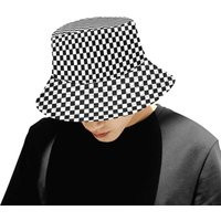 Checkered Bucket Hat Cap, Black White Racing Check Retro Vintage Summer Festival Cute Women Men Designer Beach Sun Shade Y2K Golf Streetwear | Etsy (US)