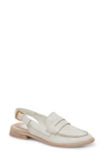 Dolce Vita Hardi Slingback Penny Loafer in Off White Crackled Leather at Nordstrom Rack, Size 8 | Nordstrom Rack