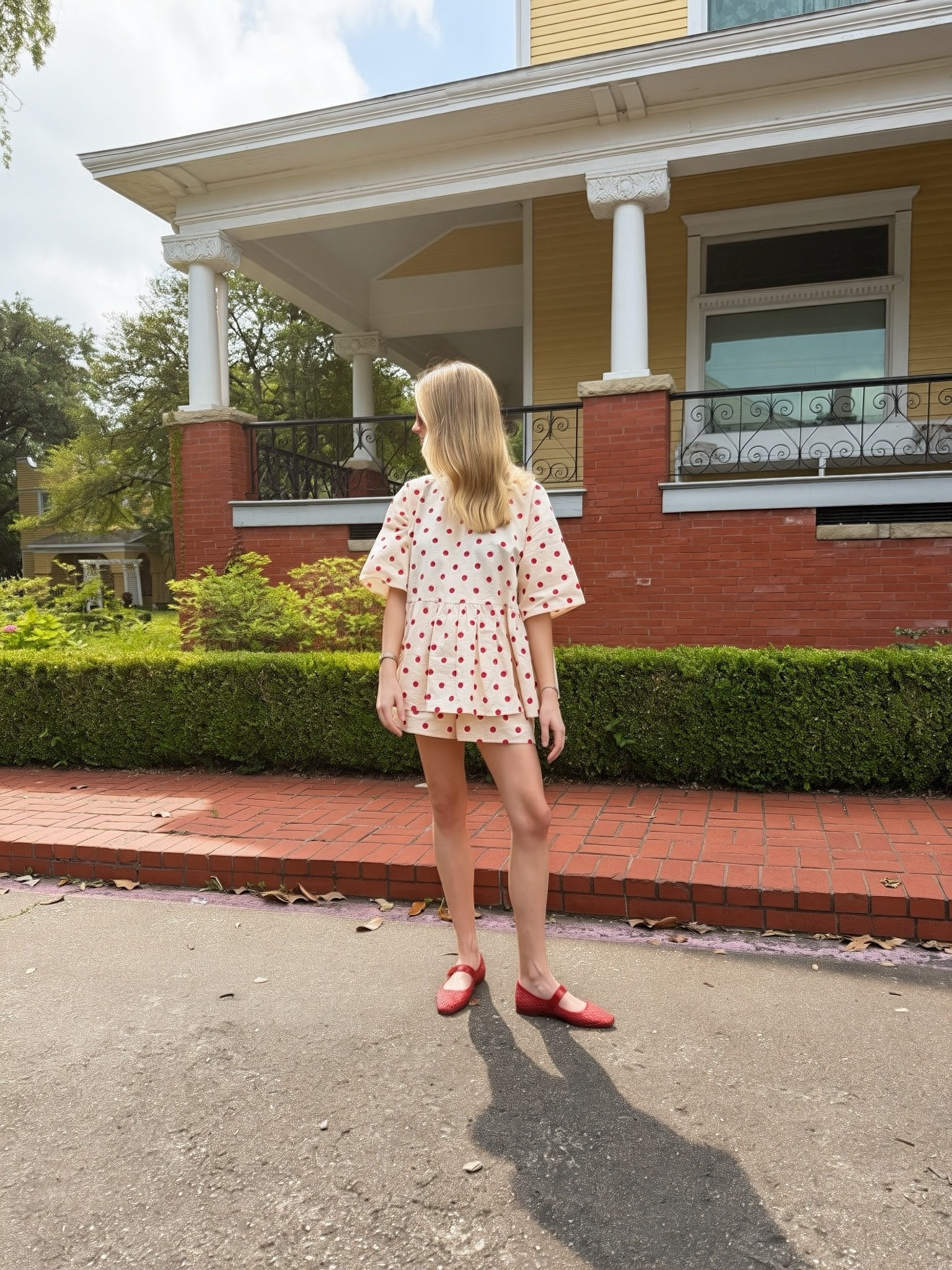 Polka dot matching shorts set