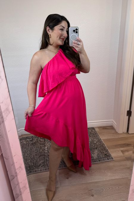Amazon asymmetrical wedding guest or vacation dress! It would also be a cute date night look!

I am only 5’0” and it was just slightly long but I easily could have worn higher heels!!

26 weeks pregnant here and wearing a size small!

Wedding guest dress, summer wedding, amazon fashion, summer dress, ruffle dress, petite friendly fashion

#LTKStyleTip #LTKFindsUnder50 #LTKFestival