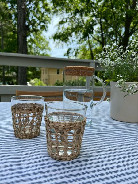 Seagrass sleeve glass ware - perfect for dining al fresco all summer ☀️#outdoorliving #dinnerware 

#LTKhome #LTKFind #LTKSeasonal