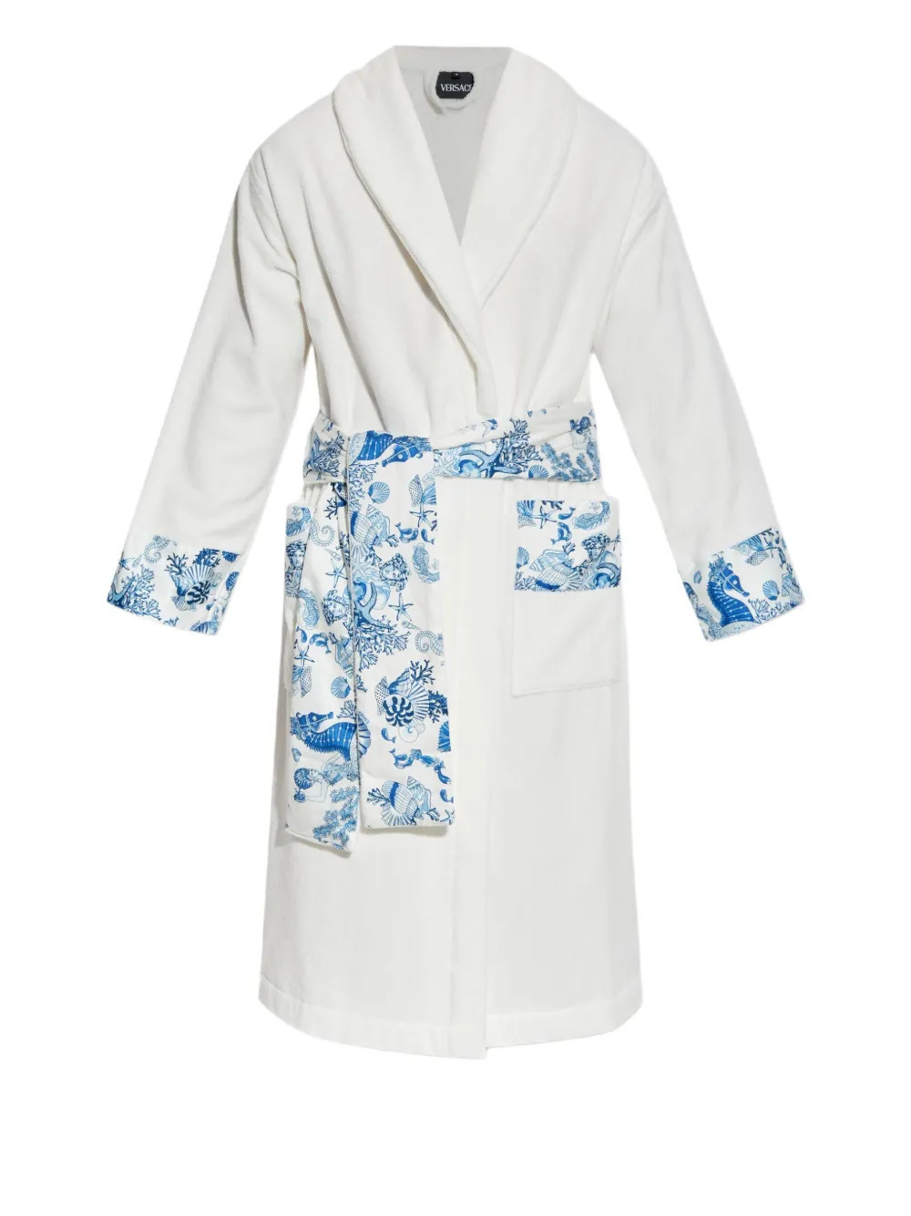Versace floral-print belted robe - White | Farfetch Global