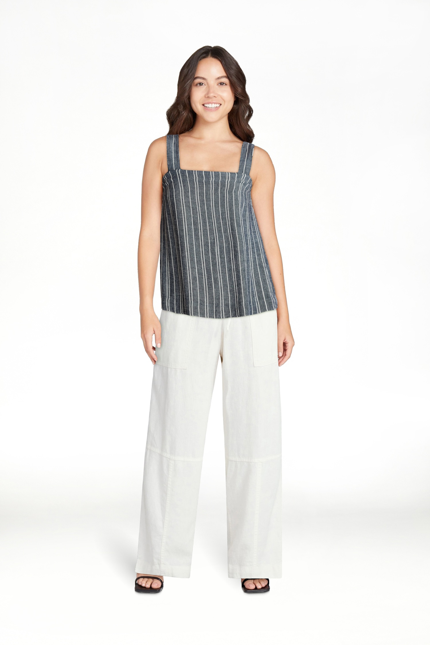 Time and Tru Women's Square Neck Linen Tank, Sizes XS-XXXL | Walmart (US)