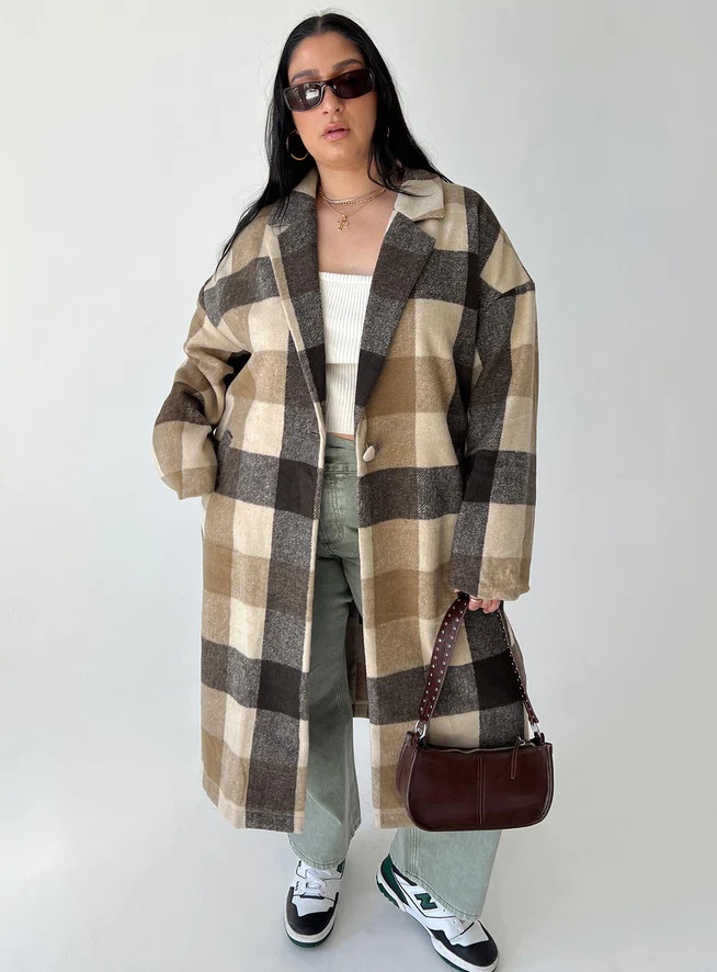 Penelope Coat Beige Curve | Princess Polly US