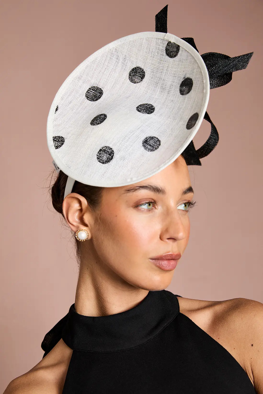 Lisa Tan Printed Spot Disc And Loop Fascinator | Karen Millen