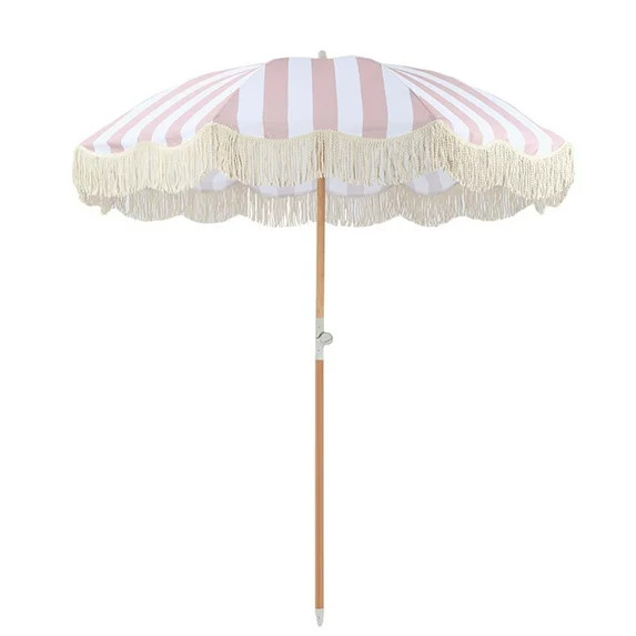golytefs Striped Patio Umbrella with Fringe Beach Umbrella Outdoor Sunshade Umbrella | Walmart (US)