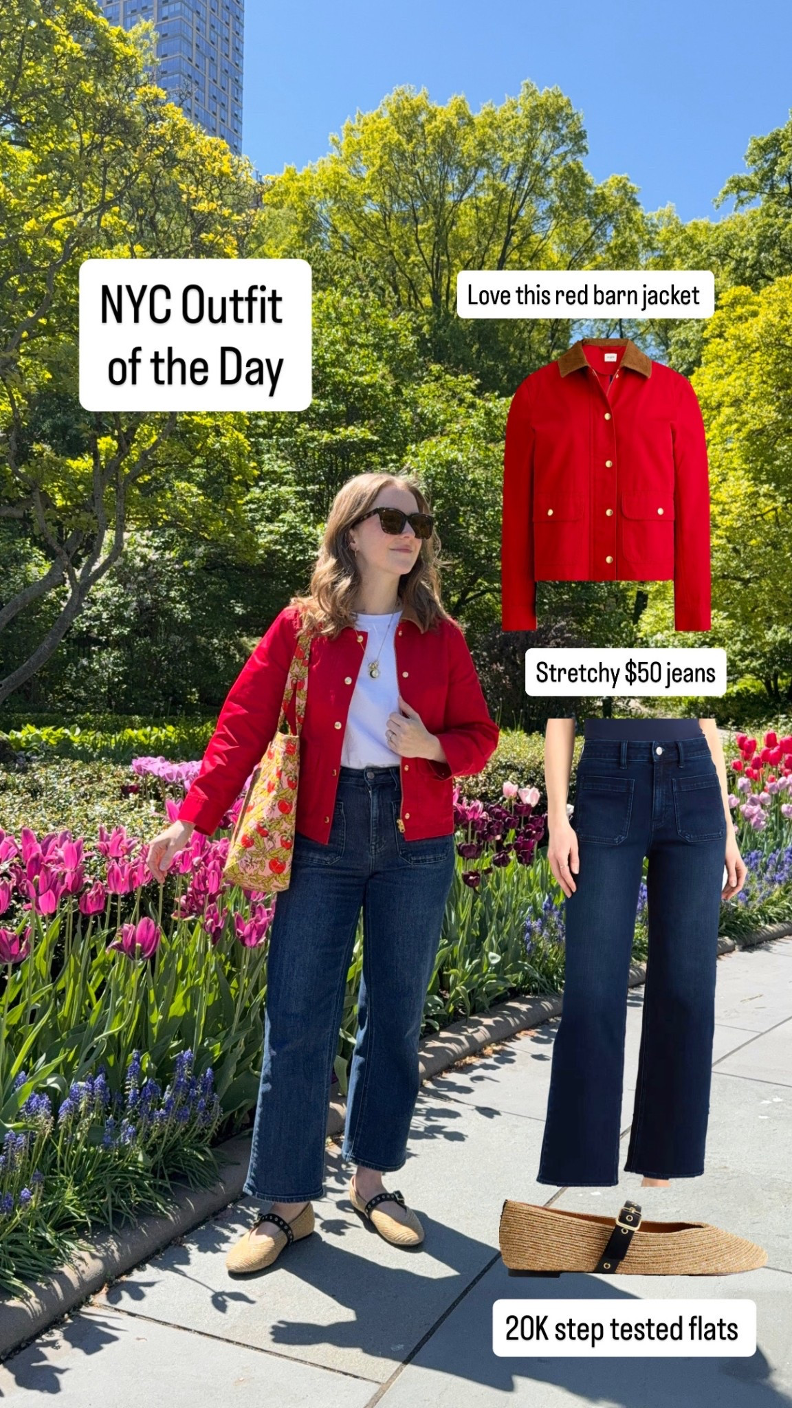 NYC spring outfit of the day. Red barn jacket xs on sale. Size 25 jeans. Inseam 26 (in 5ft 2)

#LTKSaleAlert #LTKPetite