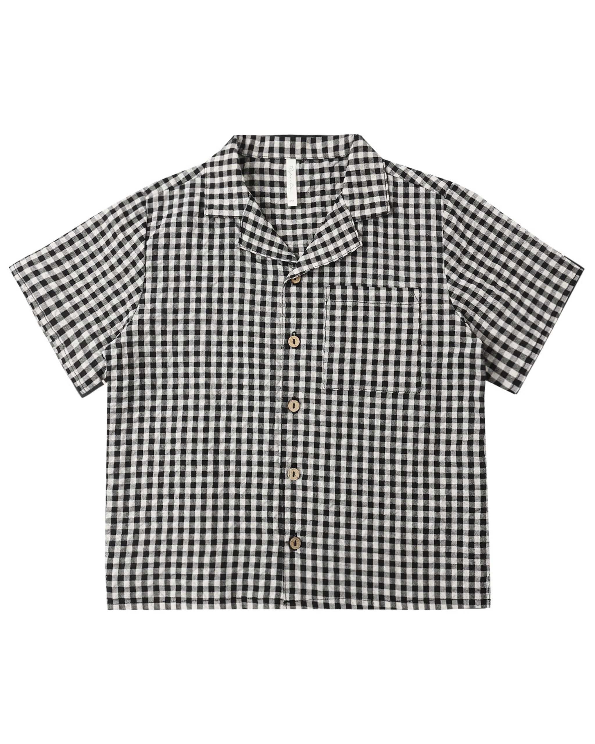 RYLEE + CRU LAPEL COLLARED SHIRT BLACK CHECK | Persnickety