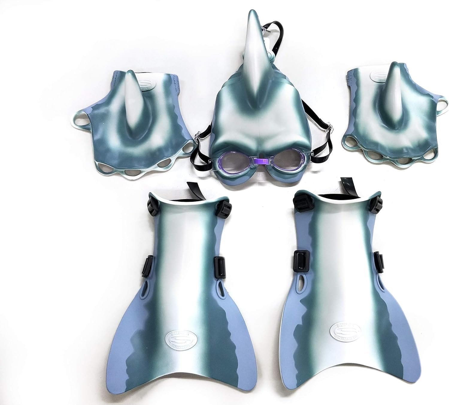 SHARKMAN Super Swimmer Dress Up Swim Gear, Mask with Dorsal fin and Underwater Goggles, Flippers,... | Amazon (US)