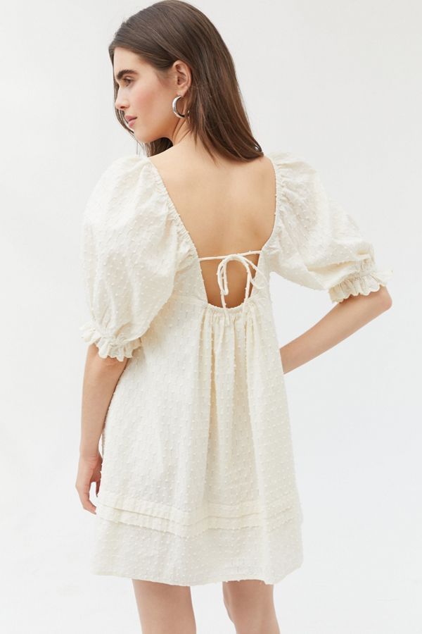UO Embroidered Puff Sleeve Babydoll Dress | Urban Outfitters (US and RoW)