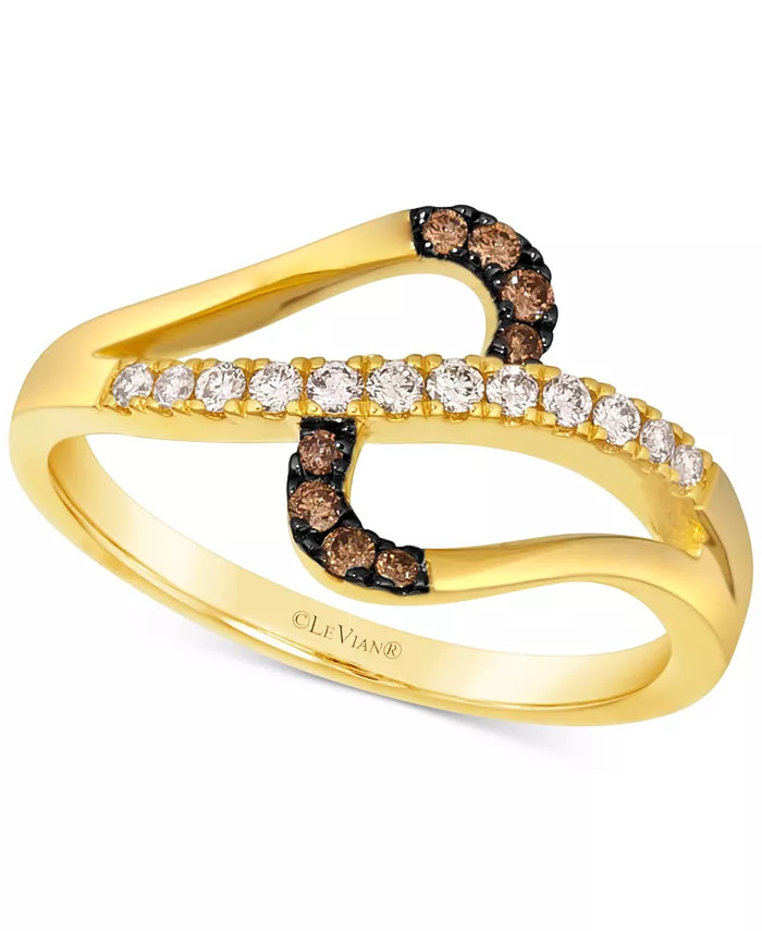 Nude Diamond & Chocolate Diamond Abstract Openwork Ring (1/4 ct. t.w.) in 14k Gold | Macy's
