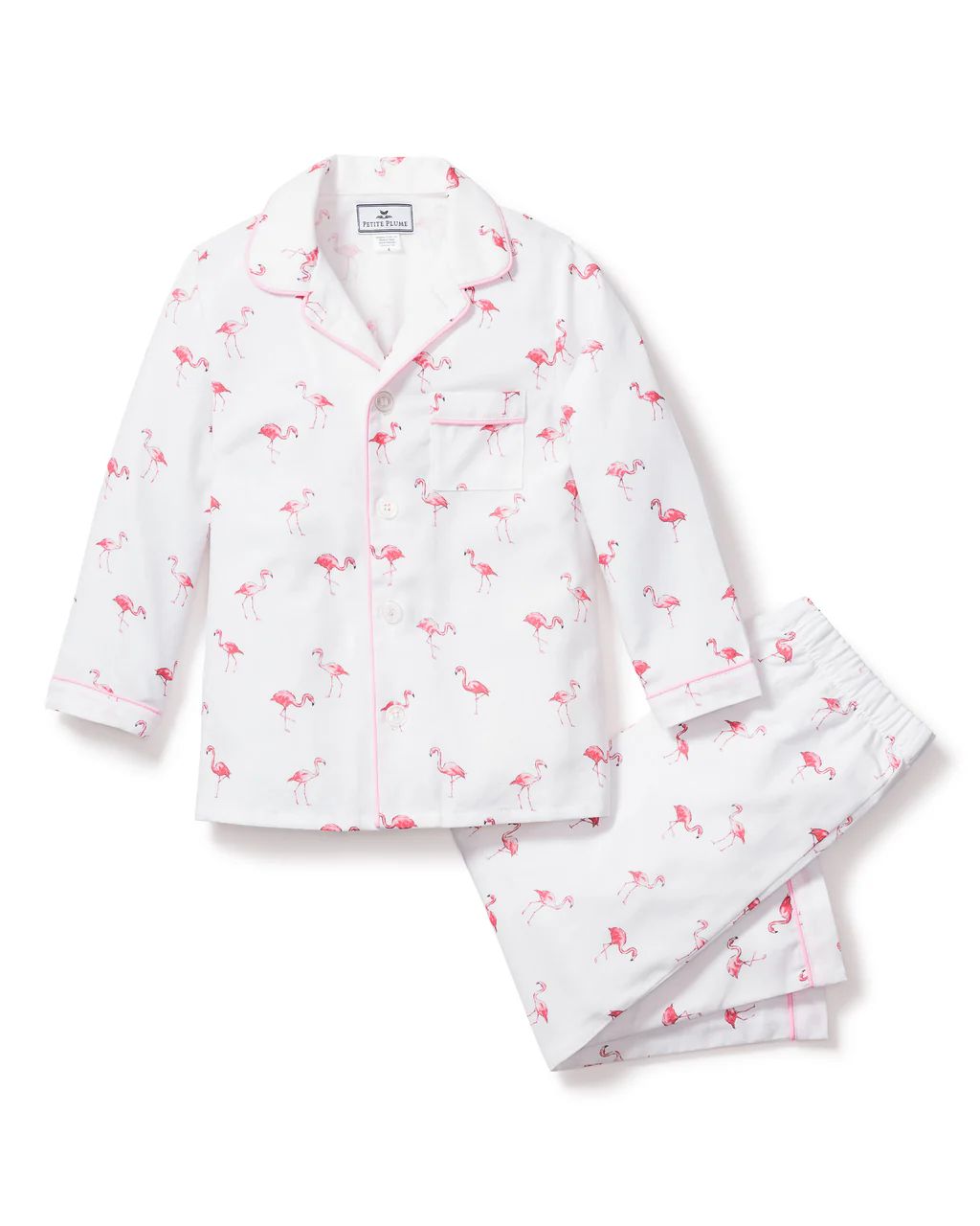 Kid's Twill Pajama Set in Flamingos | Petite Plume