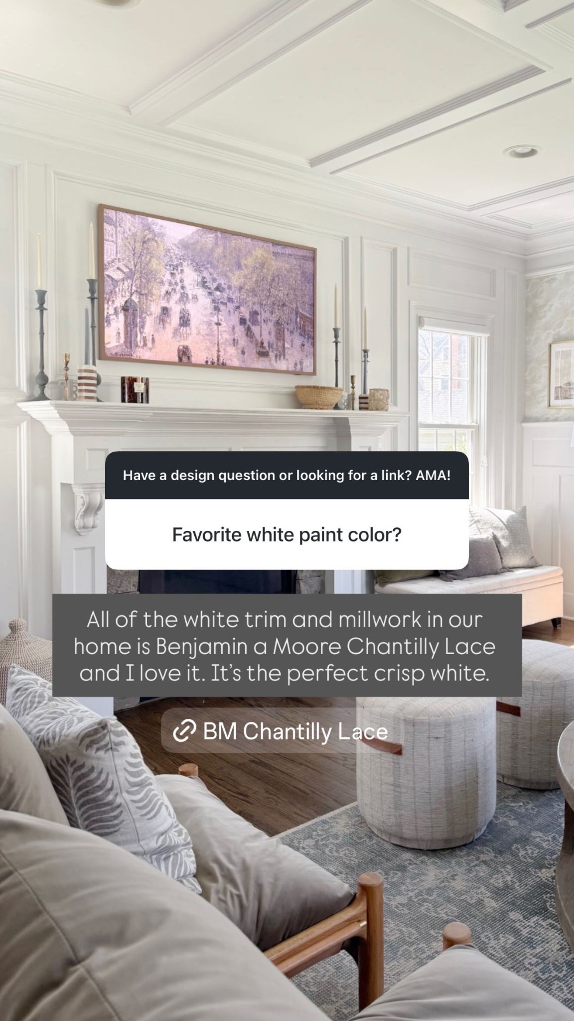 The perfect white paint! We used Benjamin Moore Chantilly Lace on all of the trim and millwork through your home. It’s the perfect crisp white that truly looks great everywhere. 

#LTKstorytime #LTKHome #LTKdayinmylife