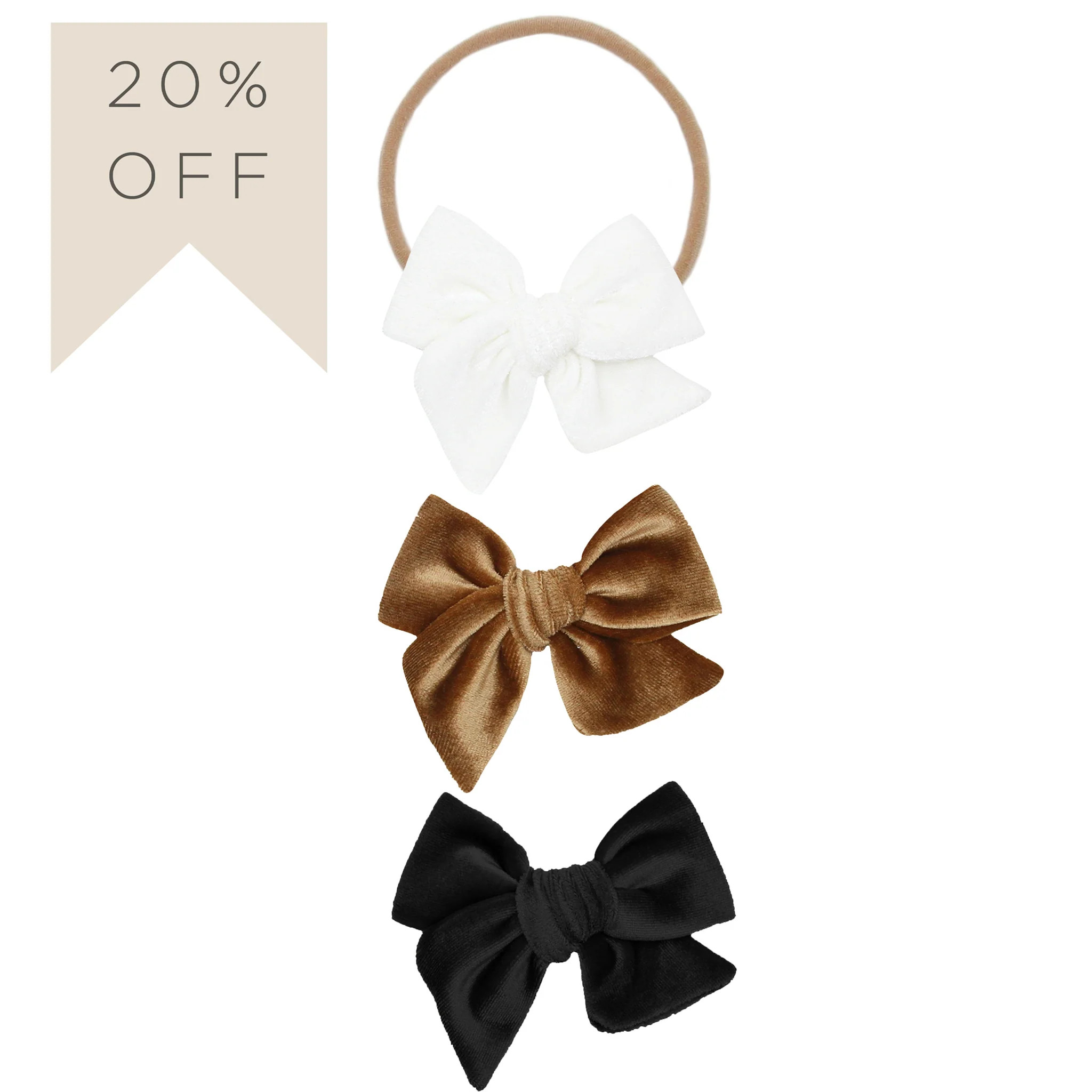 Velvet Bow 3 Pack: Cinnamon Headbands | Lou Lou & Company
