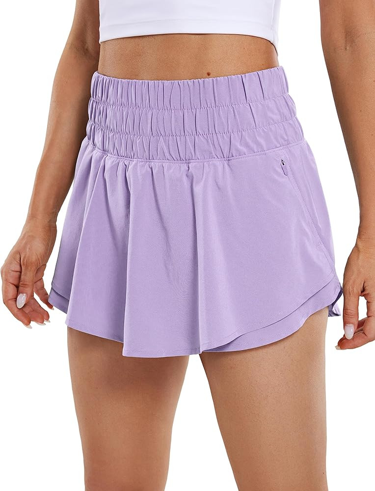 CRZ YOGA Athletic Shorts for Women High Waisted Flowy Ruffle Skirt Overlay Workout Running Tennis... | Amazon (US)