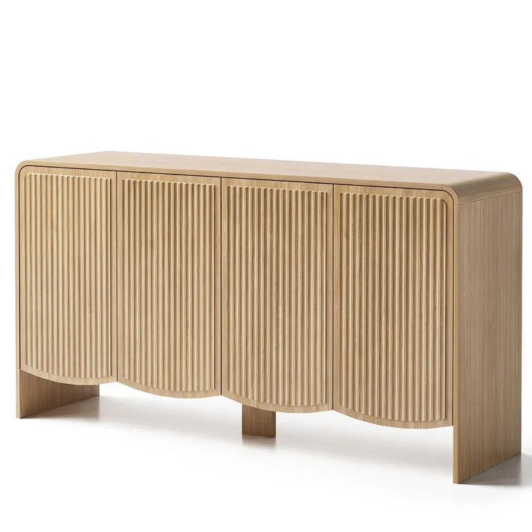 YDN Modern Fluted Buffet Sideboard Cabinet - Wooden 58" Accent Sideboard Buffet Cabinet with Stor... | Walmart (US)