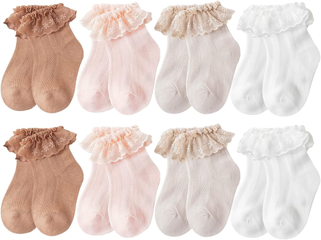 QandSweet Baby Girls' Eyelet Flower Socks Ankle Sock for Newborn Infant Toddlers Kids | Amazon (US)