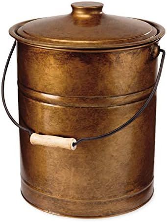 Plow & Hearth Deluxe Double-Bottom Metal Fireplace Ash Bucket with Lid and Handle-Galvanized Steel a | Amazon (US)