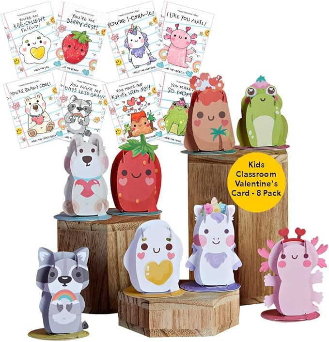 Lovepop Valentines Day Card for Kids, Boys, Girls - 3D Classroom Pop-Up Cards - Cute Animals Gift... | Amazon (US)