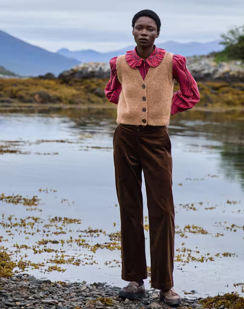 Organic Corduroy Straight Leg Trousers | Brora