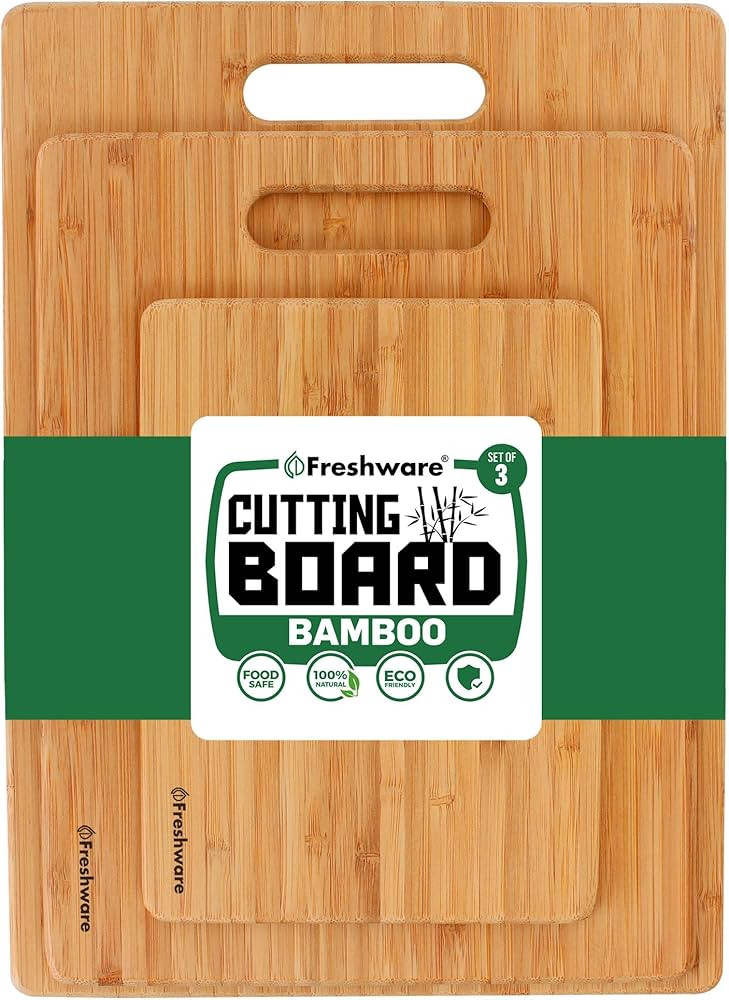 Bamboo Cutting Boards for Kitchen [Set of 3] Wood Cutting Board for Chopping Meat, Vegetables, Fr... | Amazon (US)