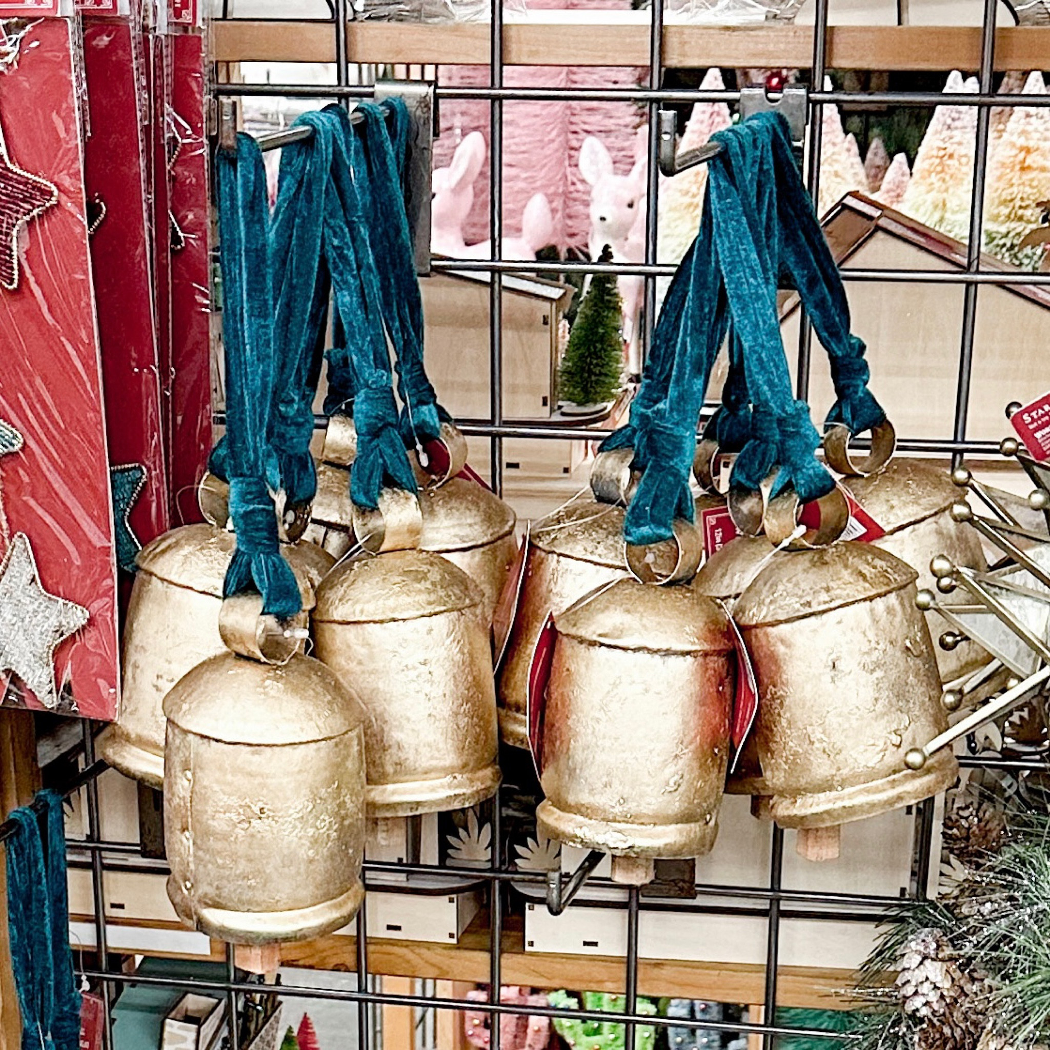 Christmas gold bells have been super popular I get so many messages asking me about mine. I have some from Walmart last year and Etsy a few years back but this year I got a set of 3 from amazon and found these beautifies with a teal velvet cord today at world market they also have a set of 4 smaller ones I grabbed for my living room. 

#christmadbells #goldbells #vintagebells #holidaybells #tibetanbells #holidaydecor #worldnarket  

#LTKhome #LTKHoliday #LTKSeasonal