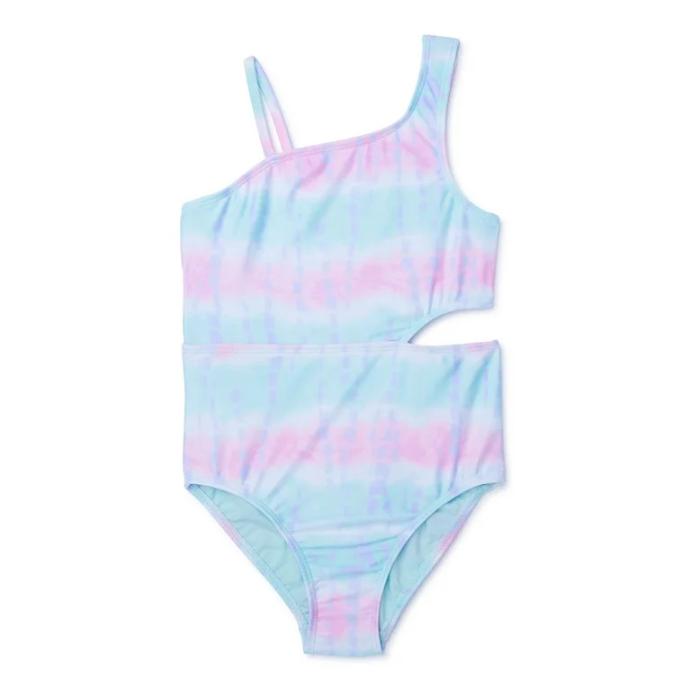 Wonder Nation Girls Cutout One-Piece Swimsuit with UPF 50, Sizes 4-18 & Plus - Walmart.com | Walmart (US)