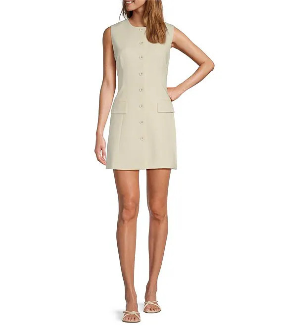 Antonio Melani Gianna Round Neck Sleeveless Button Front Dress | Dillard's | Dillard's