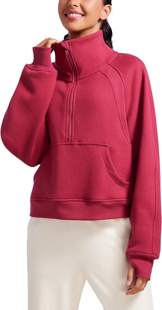 CRZ YOGA Womens Fleece Lined Half Zipper Sweatshirts Funnel Neck Long Sleeve Oversized Pullover H... | Amazon (US)