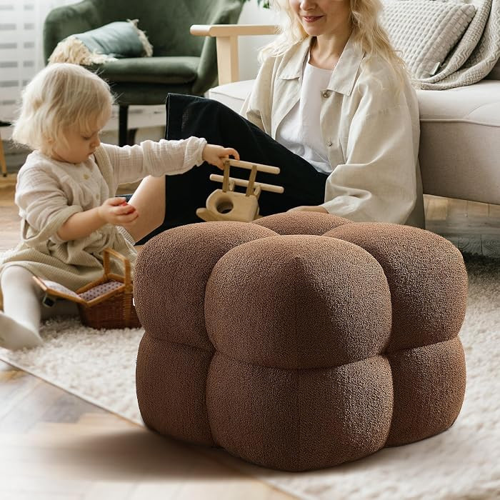 Zesthouse Square Pouf Ottoman Foot Rest, Modern Ottoman Coffee Table for Living Room, Boucle Fabr... | Amazon (US)