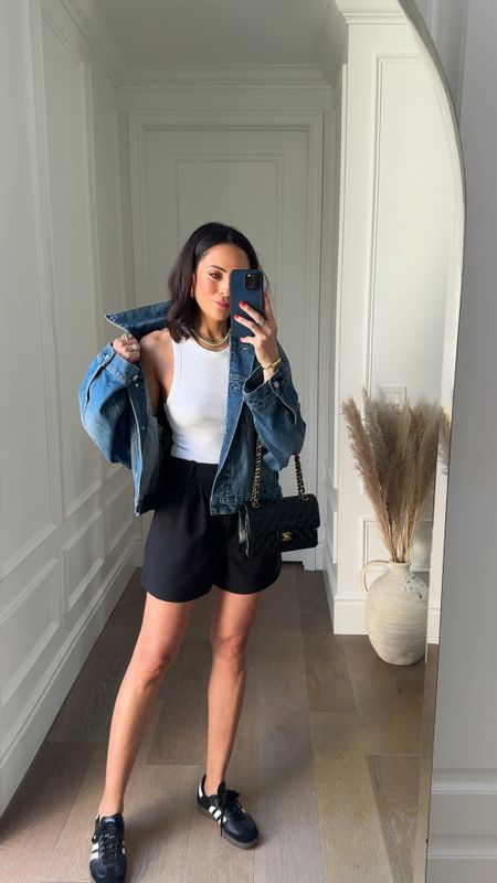 Styling trousers shorts for a casual mom day or weekend vibe! 🖤💙 

Jean jacket XS runs generous (code lucy15)
Shorts 26

#LTKSeasonal #LTKover40 #LTKVideo