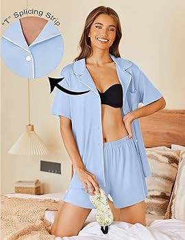 Ekouaer Pajamas Set for Women 2 Piece Pjs Short Sleeve Sleepwear Button Down Lounge Shorts Sets S... | Amazon (US)