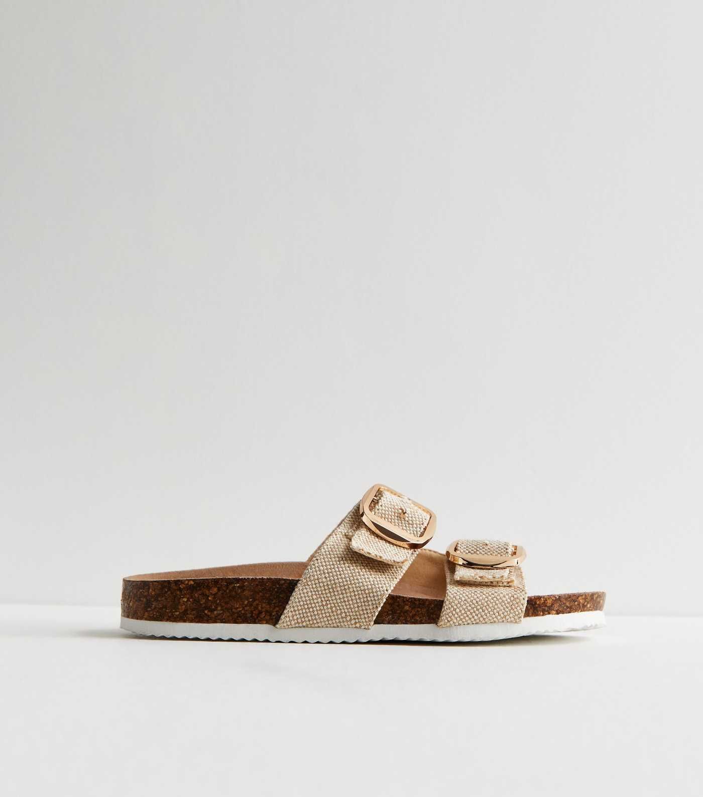 Off White Woven Buckle Footbed Sliders | New Look | New Look (UK)