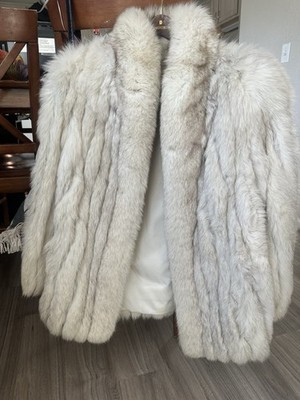 1990s Authentic Vintage Natural Blue Fox Real Fur Coat | eBay US