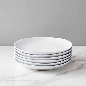 Organic Shaped Porcelain Dinner Plates, White (Set of 6) | West Elm (US)