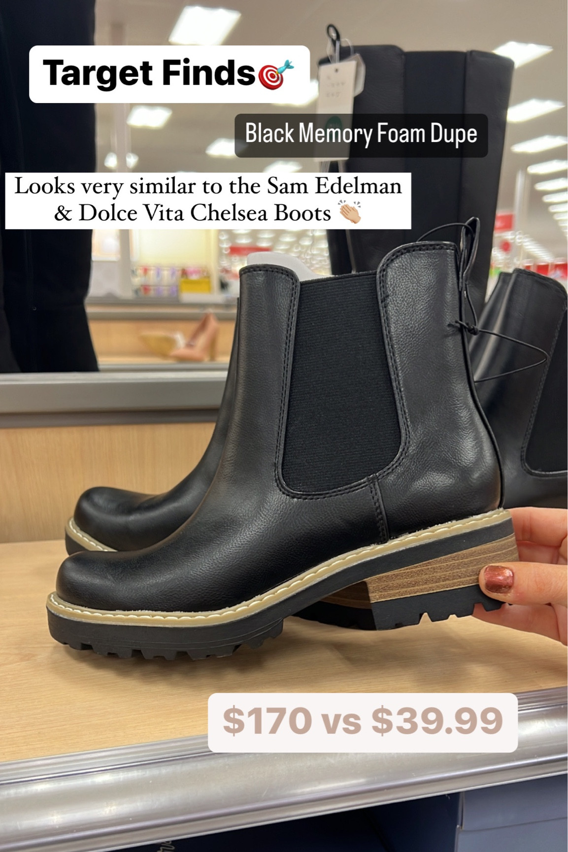 Target Boots Dupe / black Chelsea Boots / black chunky boots / fall shoes / fall boots 

#LTKshoecrush #LTKSeasonal #LTKunder50