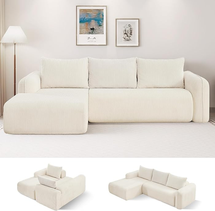 103" Cloud Sectional Couch for Living Room, Boneless Couch with L-Shape Chaise, Modular Sectional... | Amazon (US)