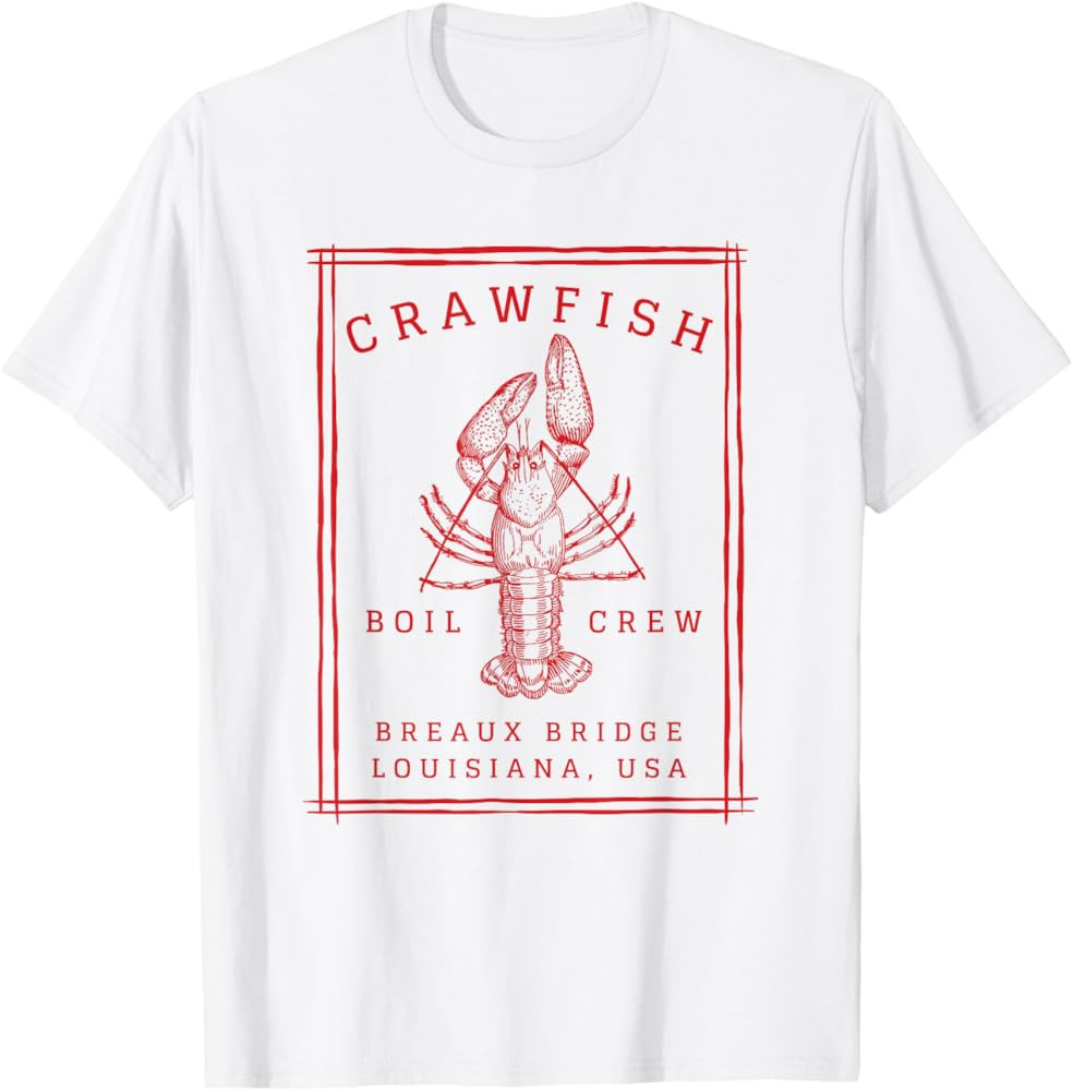 Crawfish Crew Breaux Bridge Retro Cajun Seafood T-Shirt | Amazon (US)