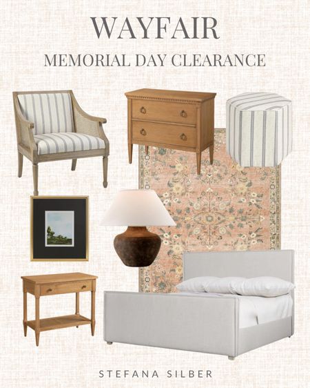 Wayfair Memorial Day clearance, accent chair, ottoman, rug, side table, nightstand, upholstered bed, wall art, table lampp

#LTKOver40 #LTKHome #LTKSaleAlert