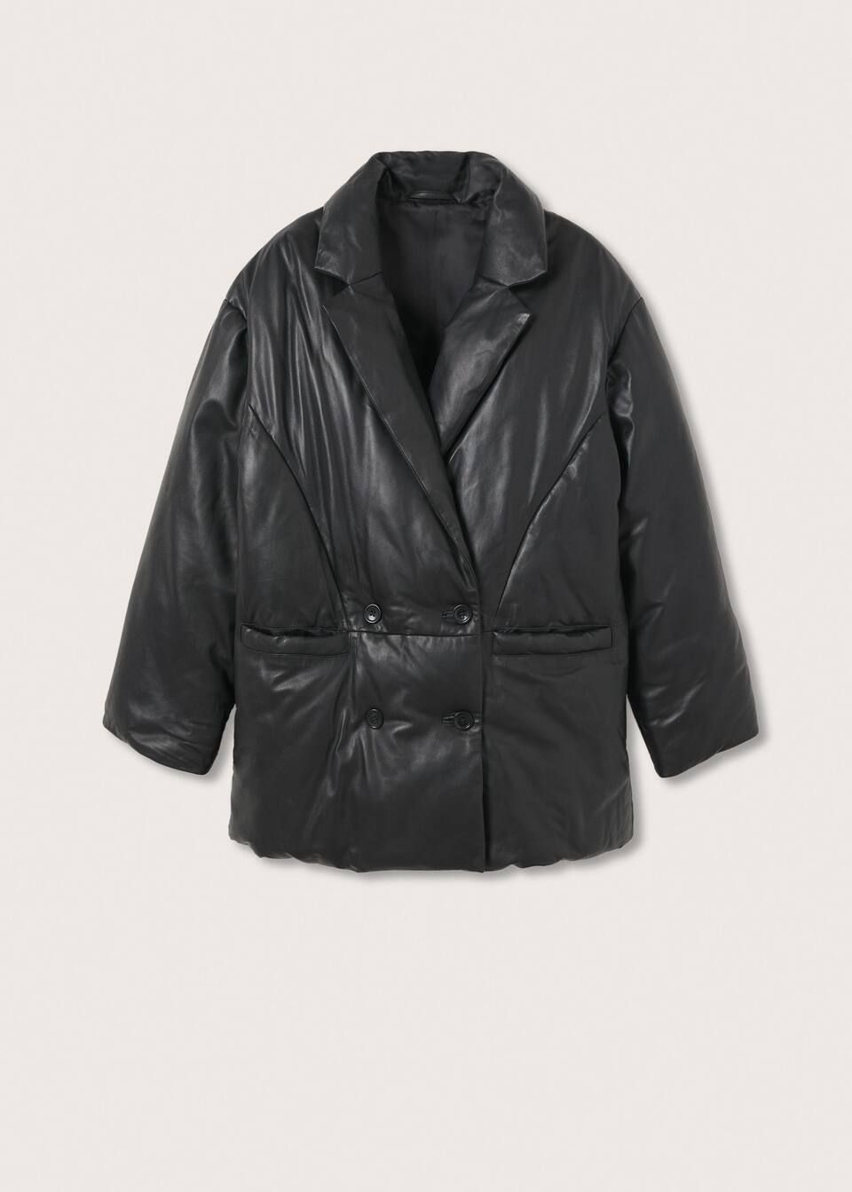 Leather padded coat -  Women | Mango United Kingdom | MANGO (UK)