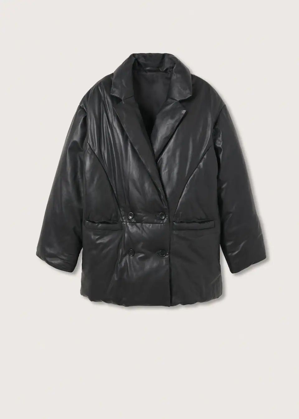 Leather padded coat -  Women | Mango United Kingdom | MANGO (UK)